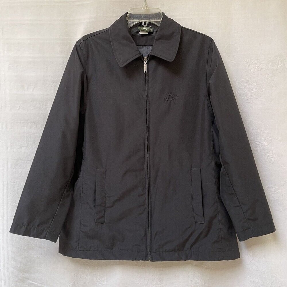 Jaguar Jacket Womens Medium Black Full Zip Long Sleeve Goth Classic Embroidered
